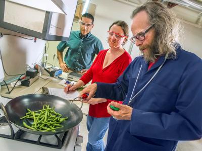 Scientists fry green beans at the range hood test facility